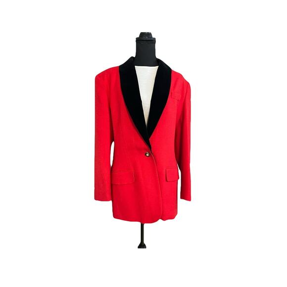 J McLaughlin For Sanyo Wool Blend Blazer with Velvet Collar USA Women's Size 12 - Picture 1 of 16
